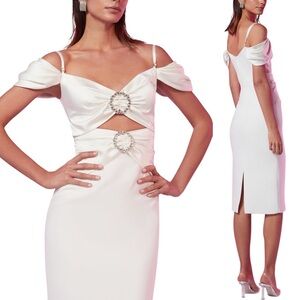 GiGii’s Luminary Reflection June Dress w/Swarovski Stone Details, White XS NWT